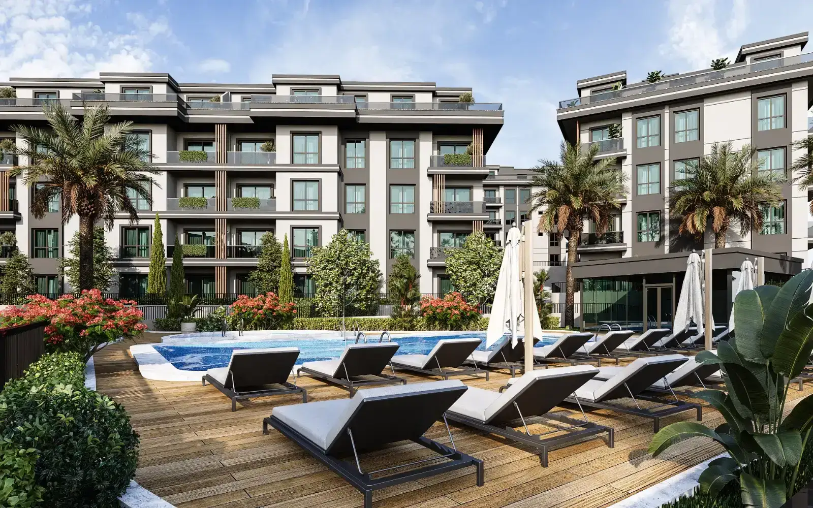 Up Life Park havuz ve güneşlenme alanı